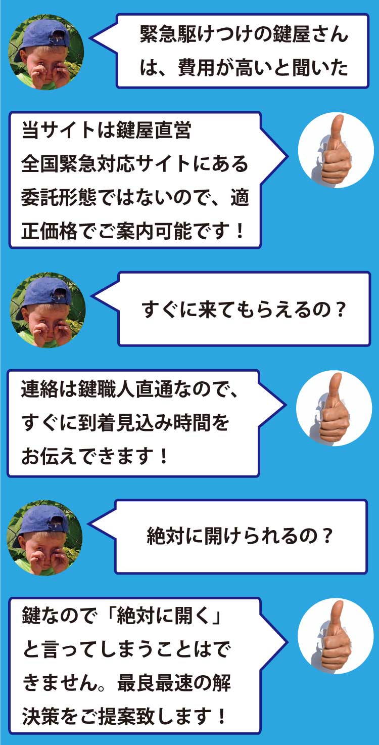鍵屋直営だから適正価格で、最良の解決策をご提案いたします。