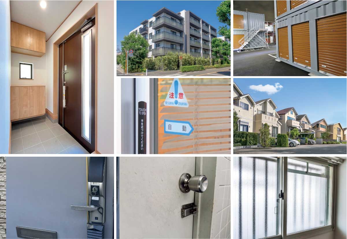 一般住宅(一軒家、戸建、アパート、マンション、公営住宅、県営住宅、市営住宅、UR賃貸、シェアハウス、ガレージハウス ...)、会社、事務所、店舗、オフィス、テナント、倉庫、物置、納戸、自動ドア、間仕切り、トイレ、お風呂、ユニットバス、室内錠、パーテーション、部屋、ドアノブ、ドアレバー、和室洋室など様々な鍵に対応