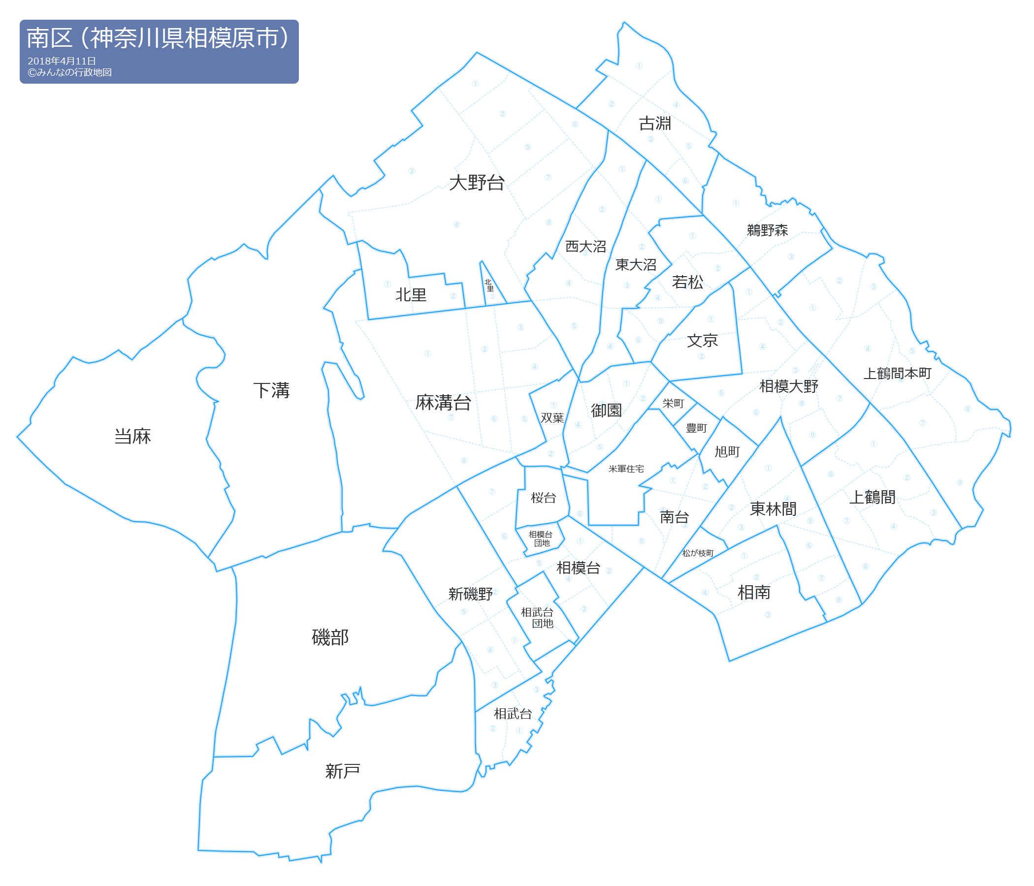 神奈川県相模原市南区の地図