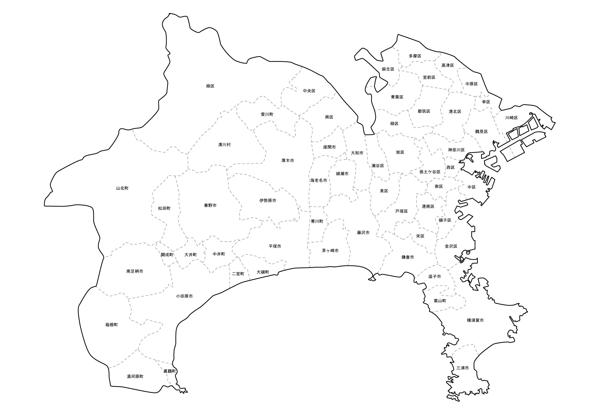 神奈川県の地図